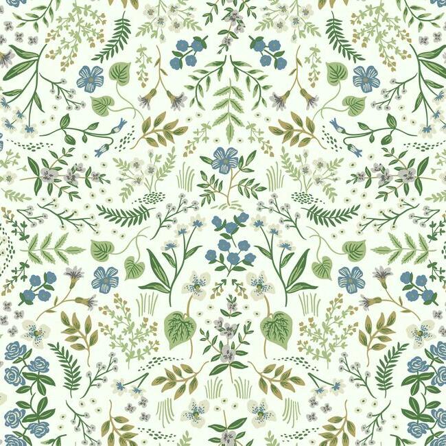 Wildwood Wallpaper Wallpaper Rifle Paper Co. Double Roll Blue & Green 