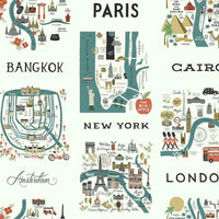 City Maps Wallpaper Wallpaper Rifle Paper Co. Double Roll Blue & Red 