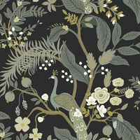 Peacock Wallpaper Wallpaper Rifle Paper Co. Double Roll Black 