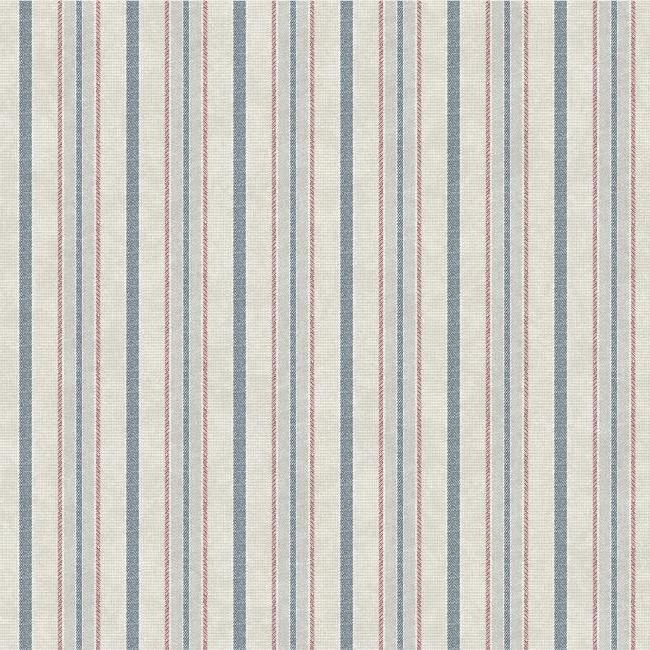 Shirting Stripe Wallpaper Wallpaper York Double Roll Red/Blue/Glint 