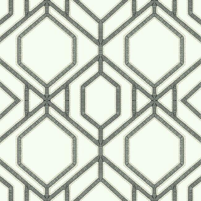 Sawgrass Trellis Wallpaper Wallpaper York Double Roll White/Grey 