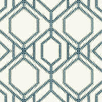 Sawgrass Trellis Wallpaper Wallpaper York Double Roll White/Blue 