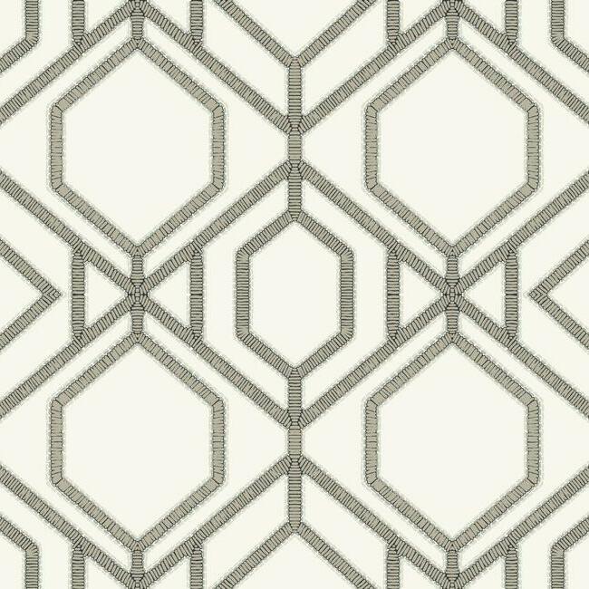 Sawgrass Trellis Wallpaper Wallpaper York Double Roll White/Taupe 