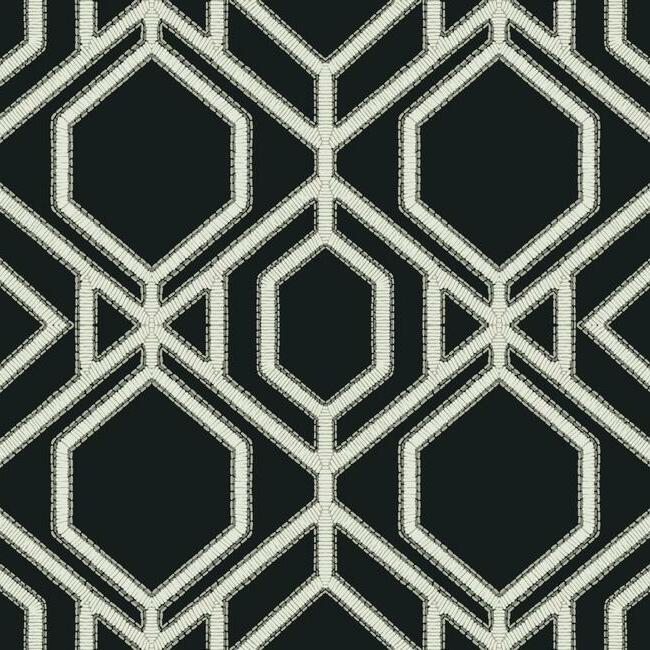 Sawgrass Trellis Wallpaper Wallpaper York Double Roll Black/White 