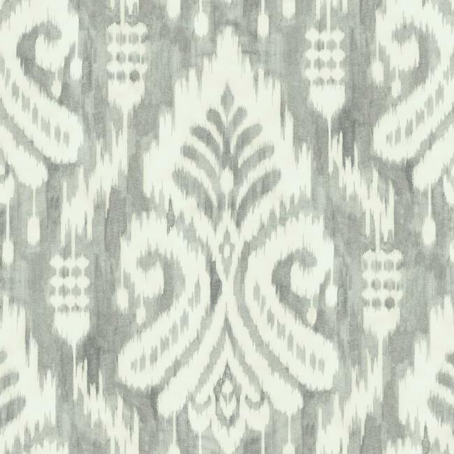 Hawthorne Ikat Wallpaper Wallpaper York Double Roll Grey 