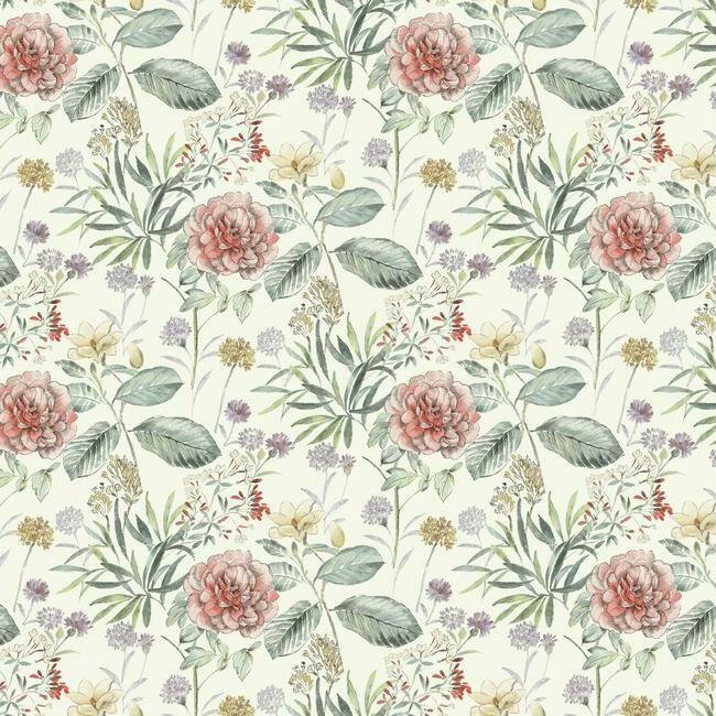Midsummer Floral Wallpaper Wallpaper York Double Roll Coral 