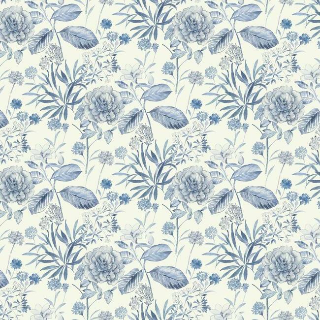 Midsummer Floral Wallpaper Wallpaper York Double Roll Blue 