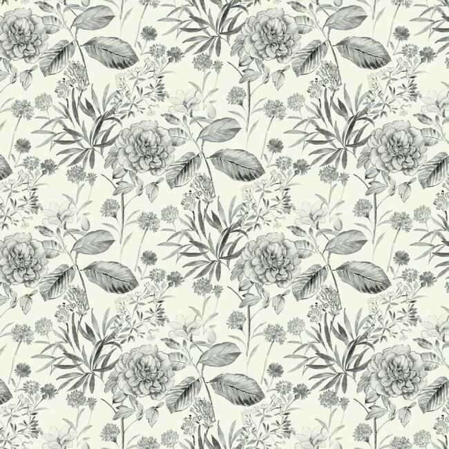 Midsummer Floral Wallpaper Wallpaper York Double Roll Charcoal 