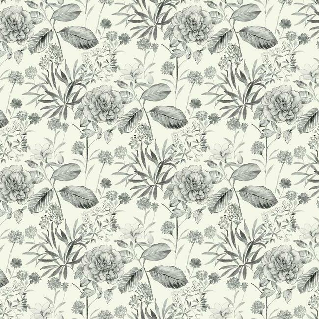 Midsummer Floral Wallpaper Wallpaper York Double Roll Charcoal 