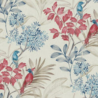 Handpainted Songbird Wallpaper Wallpaper York Double Roll Red/Blue 