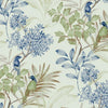 Handpainted Songbird Wallpaper Wallpaper York Double Roll Green/Blue 