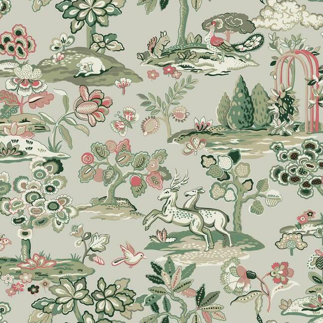 Kingswood Wallpaper Wallpaper York Double Roll Taupe/Coral 