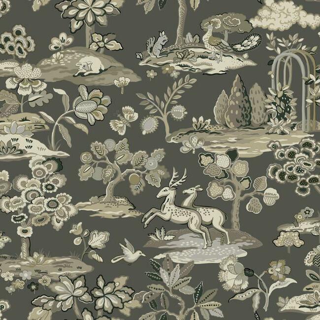 Kingswood Wallpaper Wallpaper York Double Roll Charcoal 