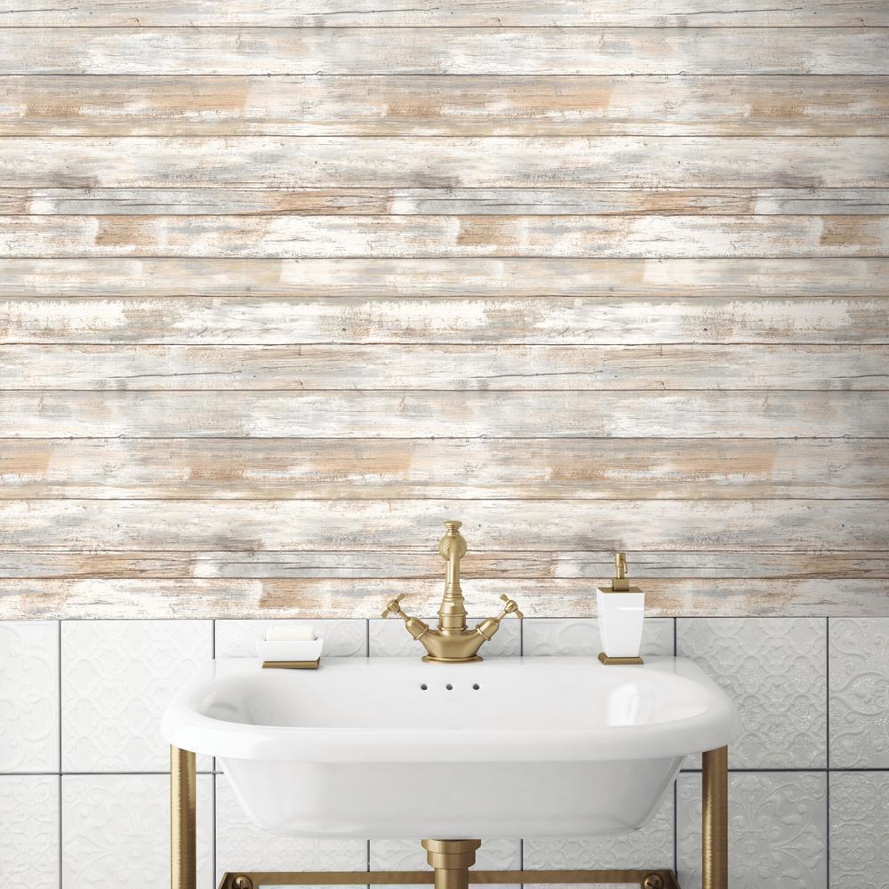 Distressed Wood Peel and Stick Wallpaper Peel and Stick Wallpaper RoomMates   