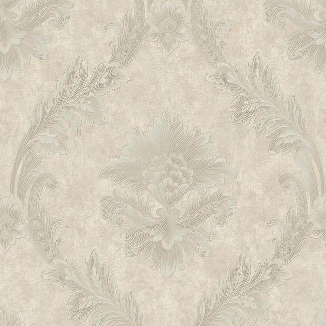 Acanthus Fan Wallpaper Wallpaper Antonina Vella Double Roll Silver On Gray 