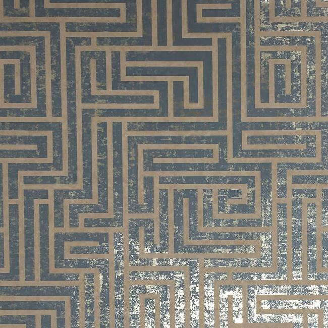 A-Maze Wallpaper Wallpaper York Double Roll Dark Blue 