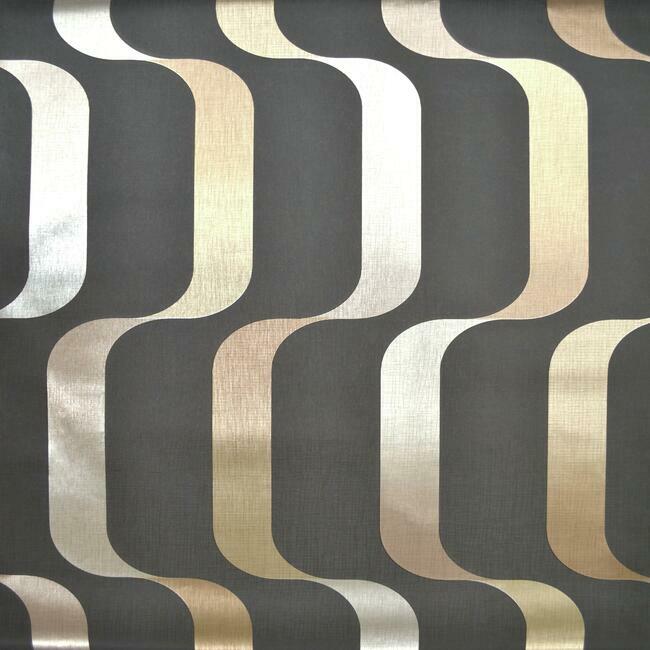 Ribbon Wallpaper Wallpaper York Double Roll Black/Taupe 