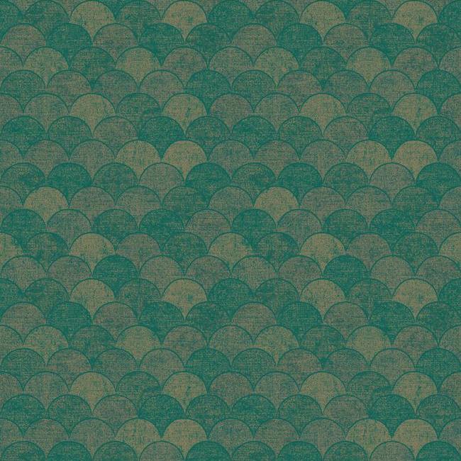 Mermaid Scales Wallpaper Wallpaper Antonina Vella Double Roll Teal/Gold 