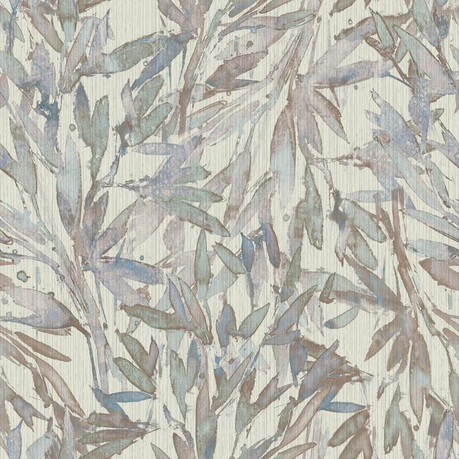 Rainforest Leaves Wallpaper Wallpaper Antonina Vella Double Roll Lavender/Light Blue 