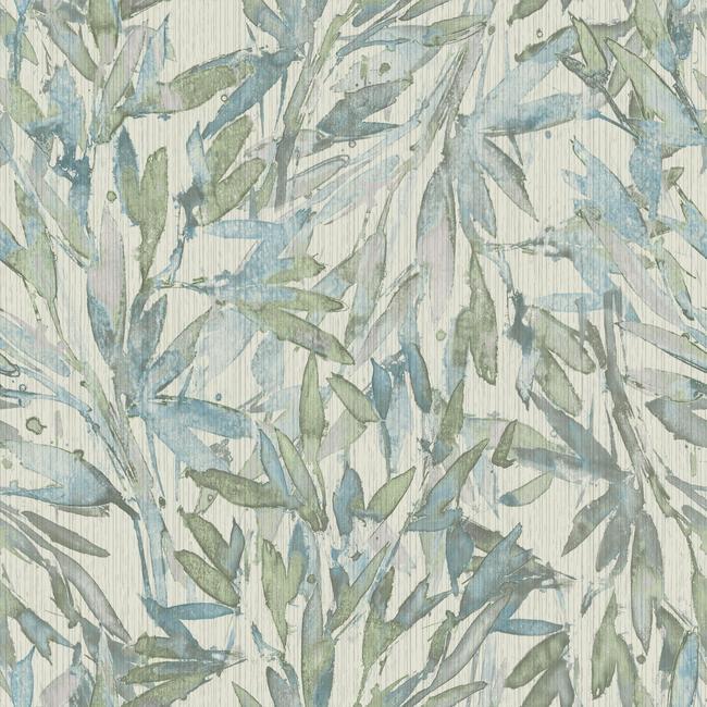 Rainforest Leaves Wallpaper Wallpaper Antonina Vella Double Roll Light Blue/Grey 