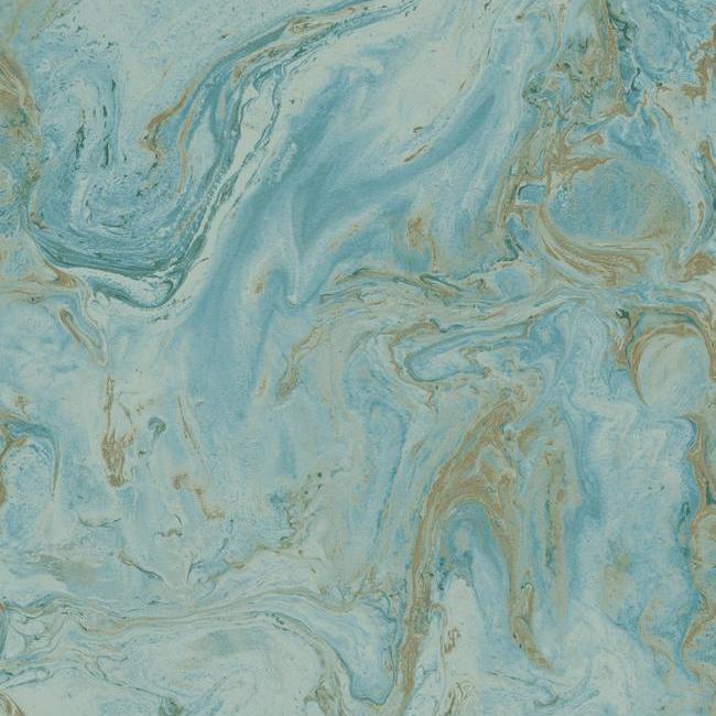Oil & Marble Wallpaper Wallpaper Antonina Vella Double Roll Bright Blue/Gold 